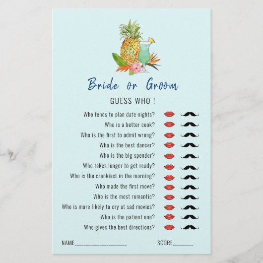 熱帯ドリンクブライダルシャワーゲーム (正面)