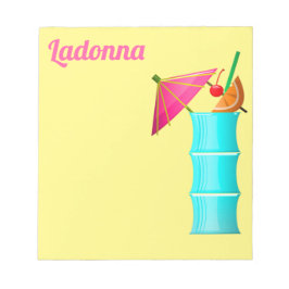 熱帯ドリンク夏ハワイアンブルーイエローピンク ノートパッド