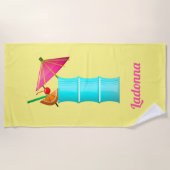 熱帯ドリンク黄色いピンクのカクテル夏 ビーチタオル (正面)