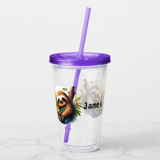 熱帯ナマケモノをパーソナライズ アクリルタンブラー (裏面)