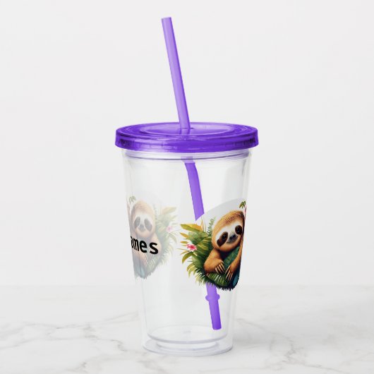 熱帯ナマケモノをパーソナライズ アクリルタンブラー (左)