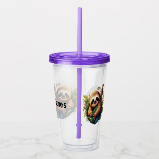 熱帯ナマケモノをパーソナライズ アクリルタンブラー (右)