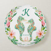 熱帯ニューリウェズモノグラムフローラシーホース ラウンドクッション (裏面)