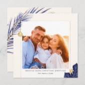 熱帯ネイビーブルーと金ゴールドの緑の写真 シーズンカード (正面/裏面)