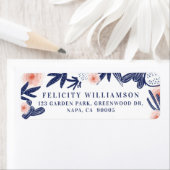 熱帯ネイビーブルーサボテン&ピンクフローラ花 ラベル (インサイチュ)