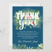 熱帯ネイビーブルーフラミンゴ赤ちゃんシャワー サンキューカード (正面)