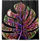 熱帯ネオンの明るい葉 シャワーカーテン (正面)