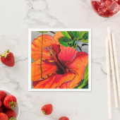 熱帯ネオンハイビスカス花 スタンダードカクテルナプキン (インサイチュ)