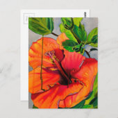 熱帯ネオンハイビスカス花 ポストカード (正面/裏面)