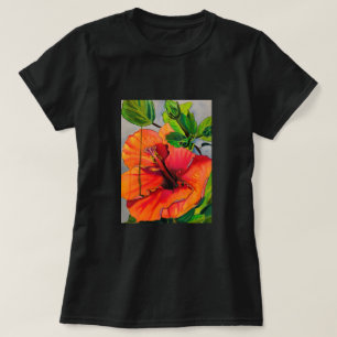 熱帯ネオンハイビスカス花 Tシャツ