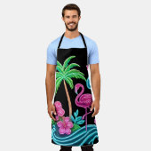 熱帯ネオンフラミンゴ エプロン (着用した状態)