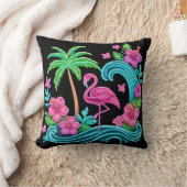 熱帯ネオンフラミンゴ クッション (ブランケット)