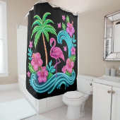 熱帯ネオンフラミンゴ シャワーカーテン (インサイチュ)