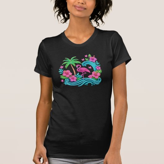 熱帯ネオンフラミンゴ Tシャツ (正面)