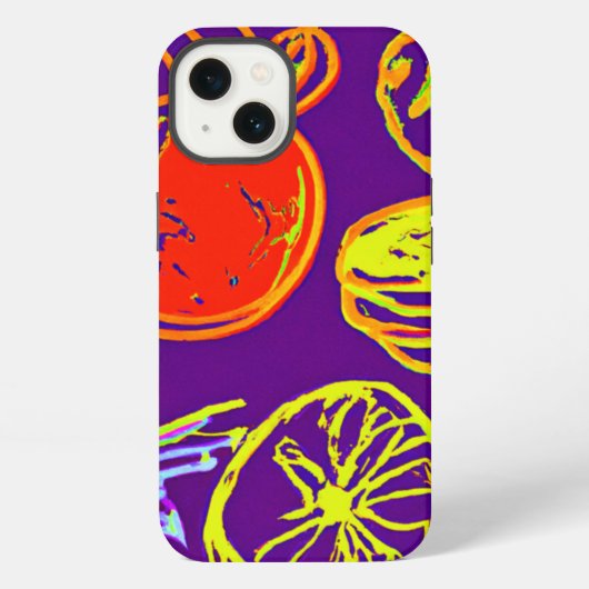 熱帯ネオンフルーツ柄 iPhoneケース (裏面)