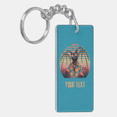 熱帯ネコのタイムレスな姿勢の長方形 キーホルダー (正面左)