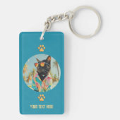 熱帯ネコのタイムレスな姿勢の長方形 キーホルダー (裏面)