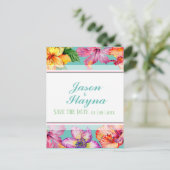 熱帯ハイビスカスが日付を保存 ポストカード (スタンド正面)