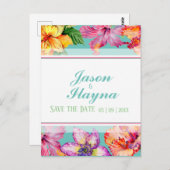 熱帯ハイビスカスが日付を保存 ポストカード (正面/裏面)