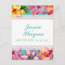 熱帯ハイビスカスが日付を保存 ポストカード