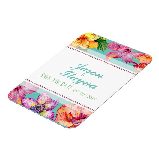 熱帯ハイビスカスが日付を保存 マグネット (左側)