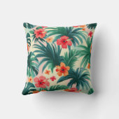熱帯ハイビスカスとパーム離れのパターン クッション (裏面)