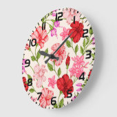 熱帯ハイビスカスとプルメリア花パターン ラージ壁時計 (傾斜)