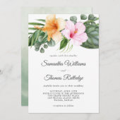 熱帯ハイビスカスと葉水の色フローラ 招待状 (正面/裏面)