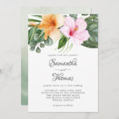 熱帯ハイビスカスと葉水の色フローラ 招待状 (正面/裏面)