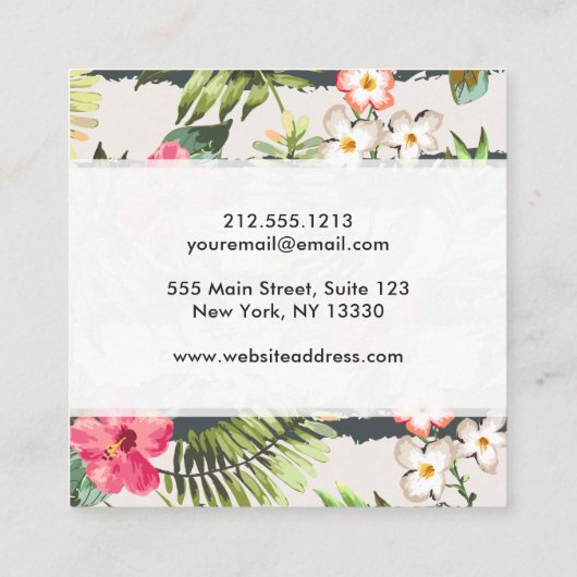 熱帯ハイビスカスによっては葉のストライプなパターンが開花します スクエア名刺 (裏面)