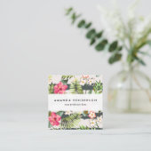 熱帯ハイビスカスによっては葉のストライプなパターンが開花します スクエア名刺 (スタンド正面)