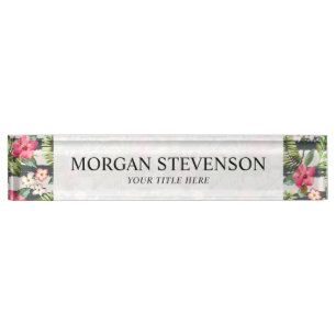 熱帯ハイビスカスによっては葉のストライプなパターンが開花します デスクネームプレート