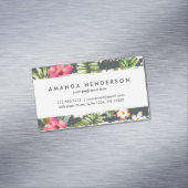 熱帯ハイビスカスによっては葉のストライプなパターンが開花します マグネット名刺 (インサイチュ)