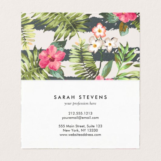 熱帯ハイビスカスによっては葉のストライプなパターンが開花します 名刺 (内部フラット)