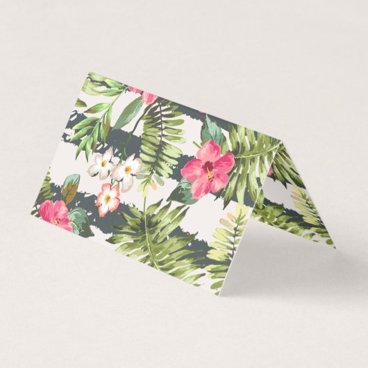 熱帯ハイビスカスによっては葉のストライプなパターンが開花します 名刺 (裏面)