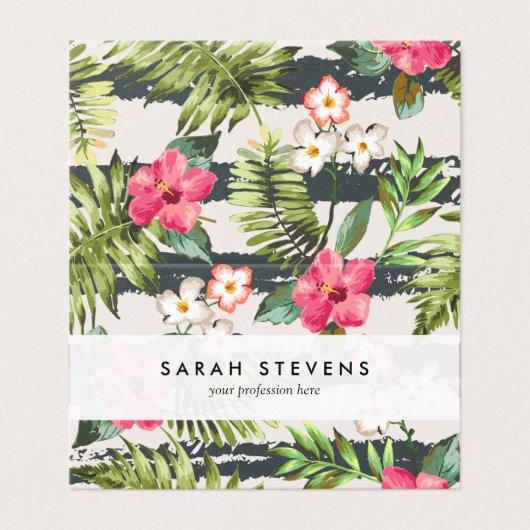 熱帯ハイビスカスによっては葉のストライプなパターンが開花します 名刺 (外部フラット)