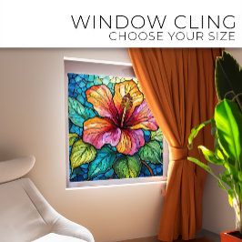 熱帯ハイビスカスのステンドグラス ウィンドウサイン