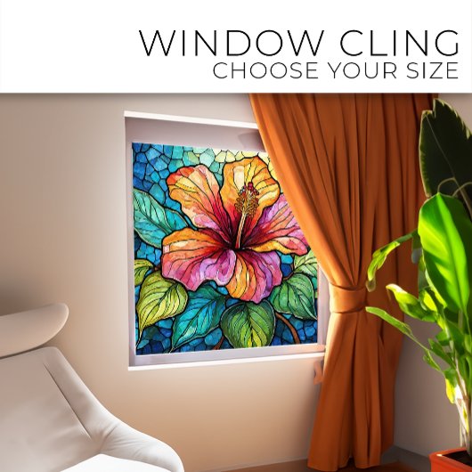 熱帯ハイビスカスのステンドグラス ウィンドウサイン