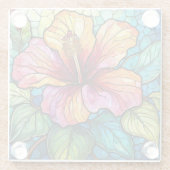 熱帯ハイビスカスのステンドグラス ガラスコースター (裏面)