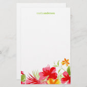 熱帯ハイビスカスの名前入りな文房具 便箋 (正面/裏面)