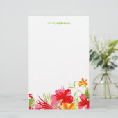 熱帯ハイビスカスの名前入りな文房具 便箋 (スタンド正面)