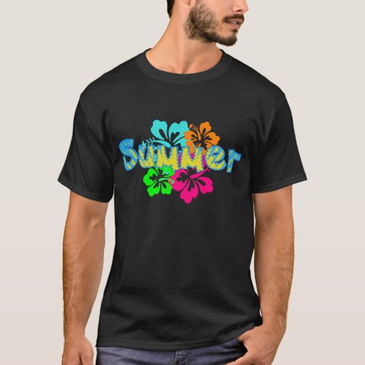 熱帯ハイビスカスの夏のTシャツ Tシャツ (正面)