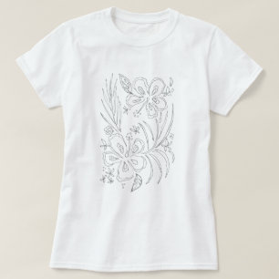 熱帯ハイビスカスの着色 Tシャツ