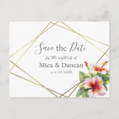 熱帯ハイビスカスの結婚式が日付を保存 ポストカード (正面)