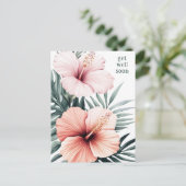 熱帯ハイビスカスの花々が早く咲く ポストカード (スタンド正面)