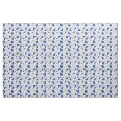 熱帯ハイビスカスの花の模様（青と白） ファブリック (ヤード)