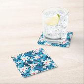 熱帯ハイビスカスの花パターン2 スクエアペーパーコースター (インサイチュ)