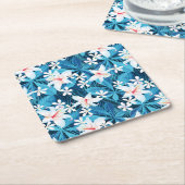 熱帯ハイビスカスの花パターン2 スクエアペーパーコースター (アングル)