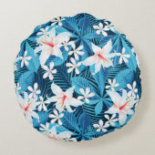 熱帯ハイビスカスの花パターン2 ラウンドクッション (裏面)