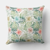 熱帯ハイビスカスの花柄の水彩画 クッション (裏面)